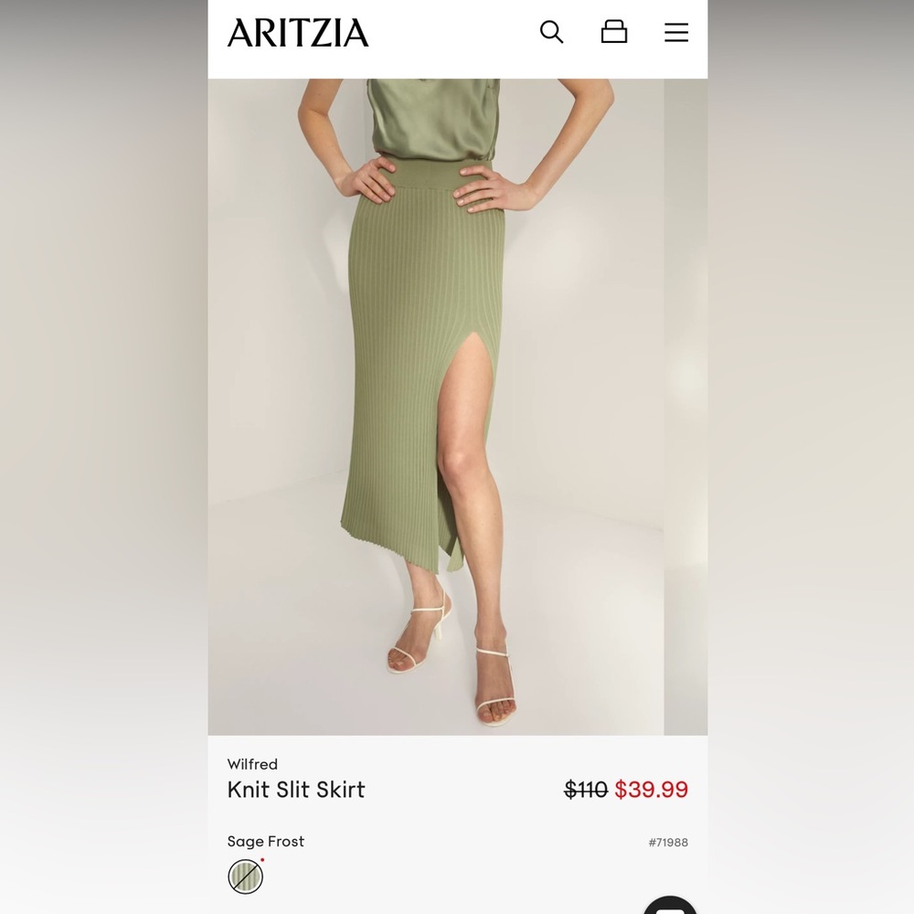 Aritzia Wilfred Slit Knit Skirt